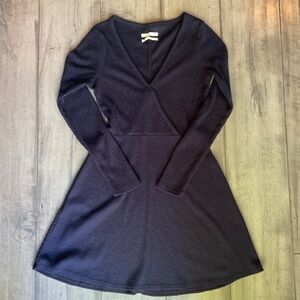 Urban Outfitters Navy Ribbed Faux Wrap Dress Size Small